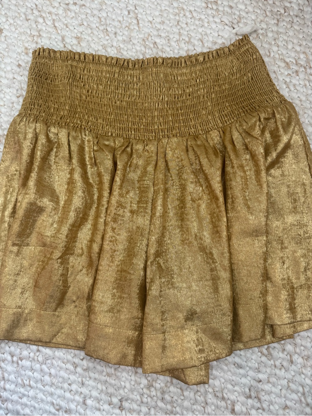 TCEC Metallic Gold Smocked-Waist Skort